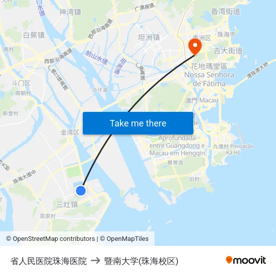 省人民医院珠海医院 to 暨南大学(珠海校区) map