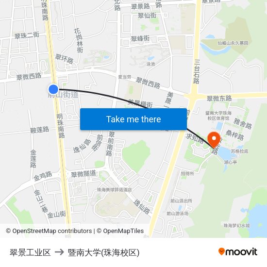 翠景工业区 to 暨南大学(珠海校区) map