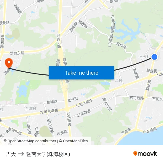 吉大 to 暨南大学(珠海校区) map