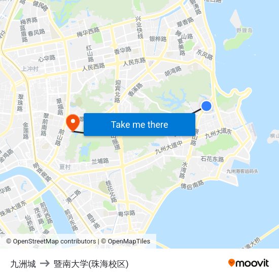 九洲城 to 暨南大学(珠海校区) map