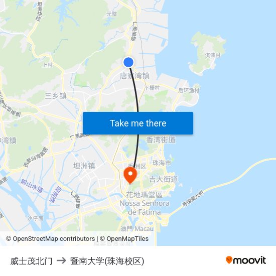 威士茂北门 to 暨南大学(珠海校区) map