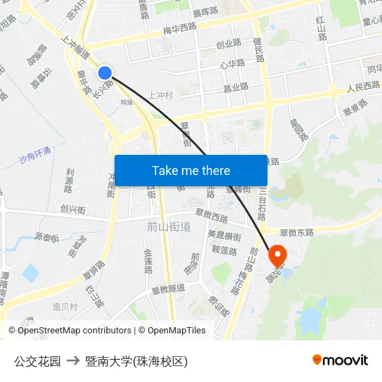公交花园 to 暨南大学(珠海校区) map