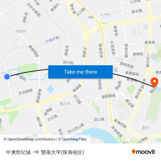 中澳世纪城 to 暨南大学(珠海校区) map