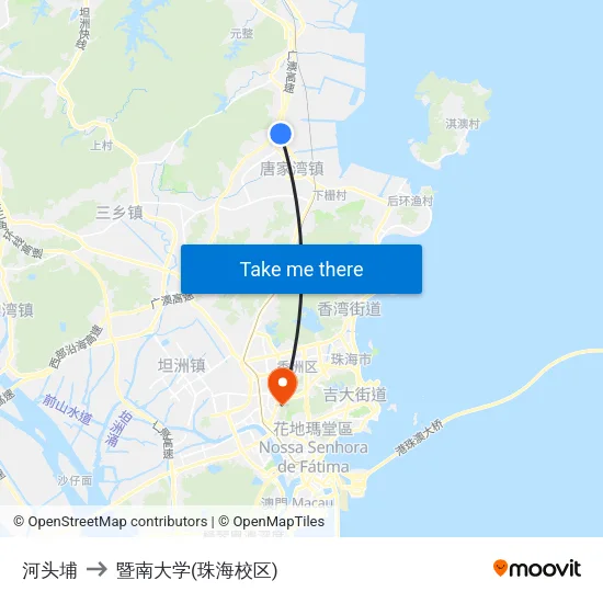 河头埔 to 暨南大学(珠海校区) map