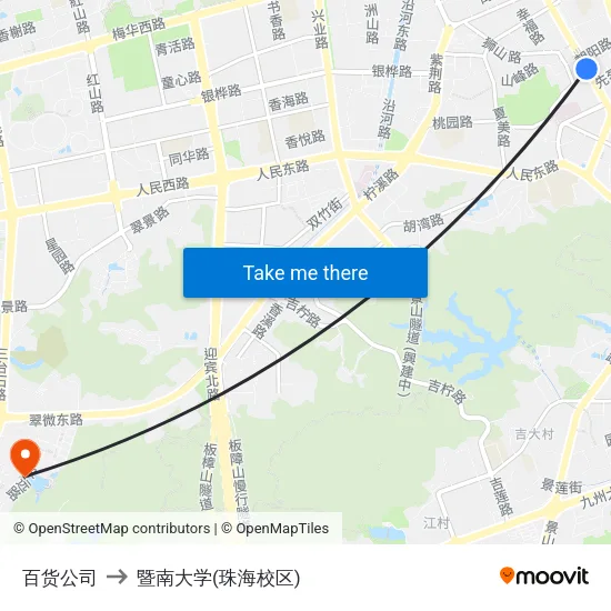 百货公司 to 暨南大学(珠海校区) map