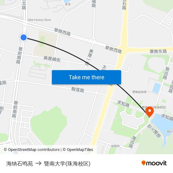 海纳石鸣苑 to 暨南大学(珠海校区) map