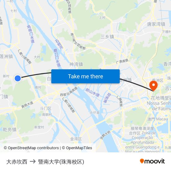 大赤坎西 to 暨南大学(珠海校区) map