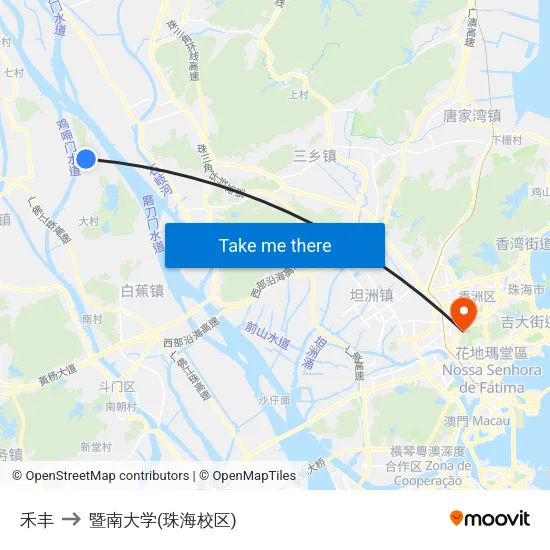 禾丰 to 暨南大学(珠海校区) map