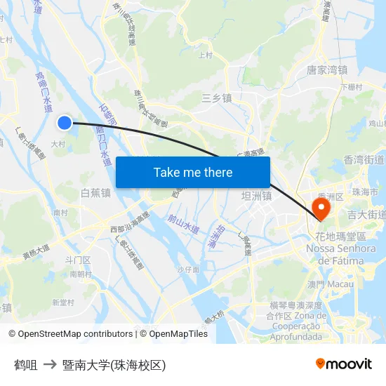 鹤咀 to 暨南大学(珠海校区) map
