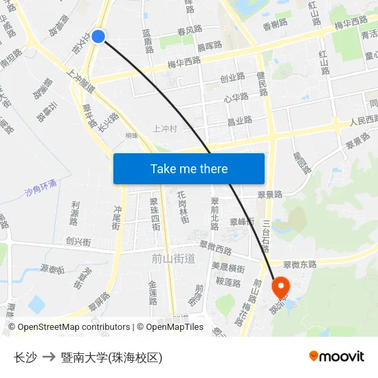 长沙 to 暨南大学(珠海校区) map