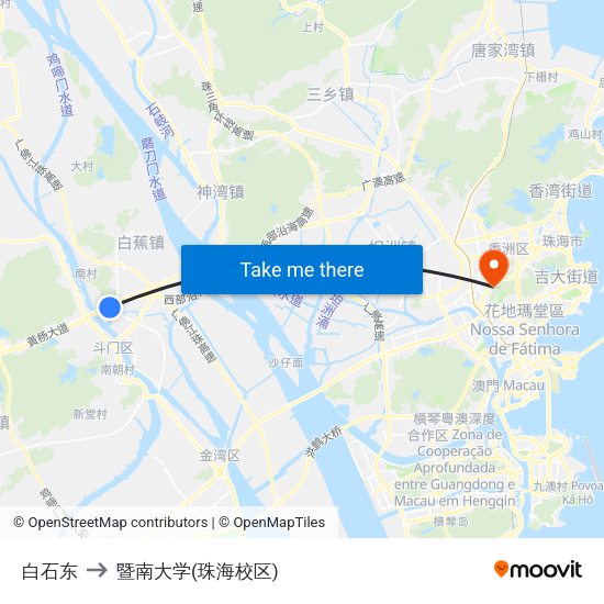 白石东 to 暨南大学(珠海校区) map