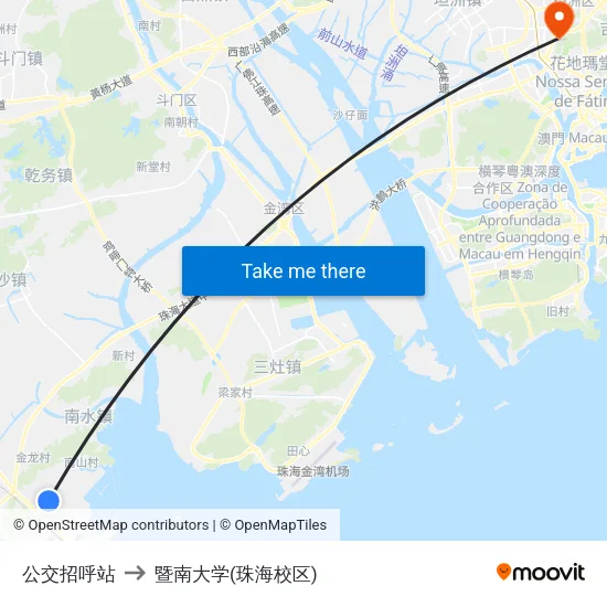 公交招呼站 to 暨南大学(珠海校区) map
