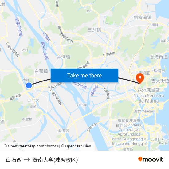 白石西 to 暨南大学(珠海校区) map