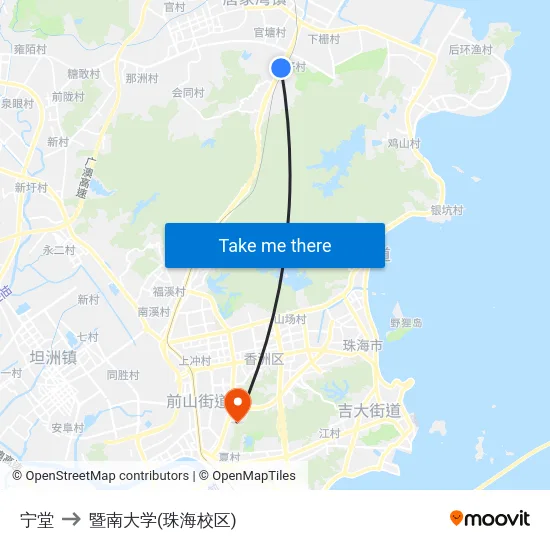 宁堂 to 暨南大学(珠海校区) map