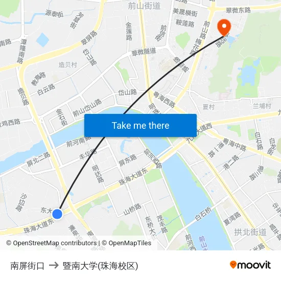 南屏街口 to 暨南大学(珠海校区) map