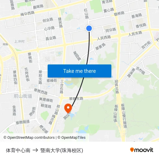 体育中心南 to 暨南大学(珠海校区) map