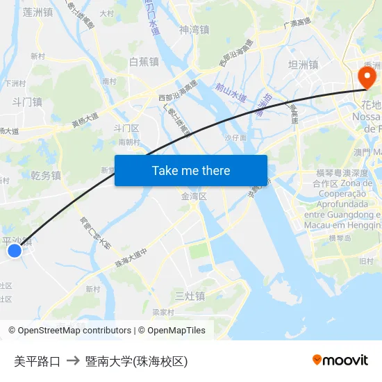 美平路口 to 暨南大学(珠海校区) map