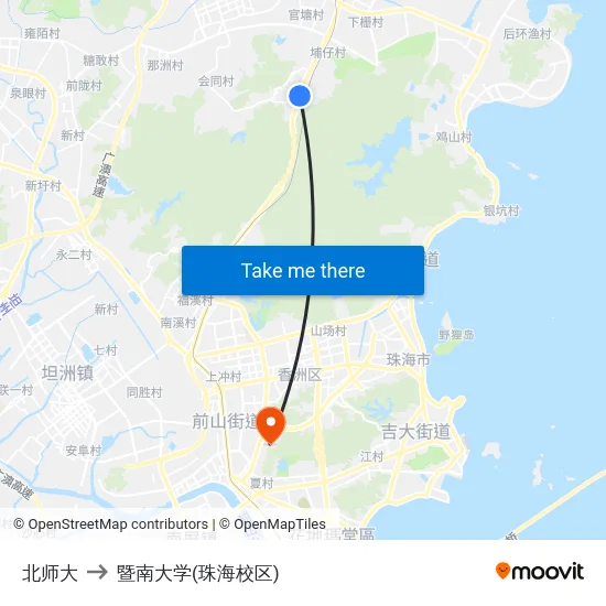 北师大 to 暨南大学(珠海校区) map