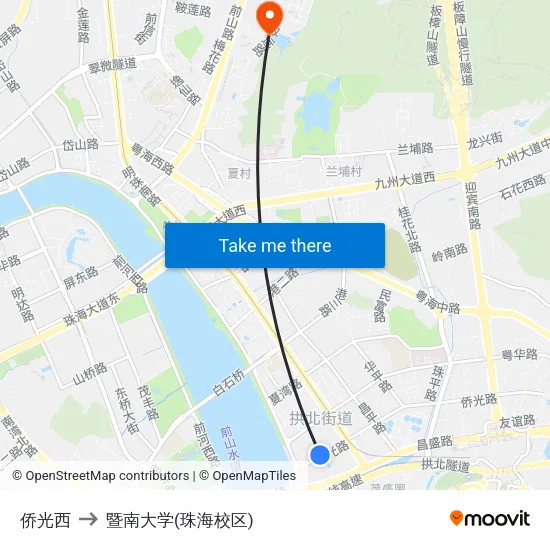 侨光西 to 暨南大学(珠海校区) map