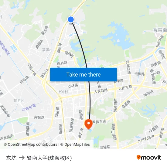 东坑 to 暨南大学(珠海校区) map