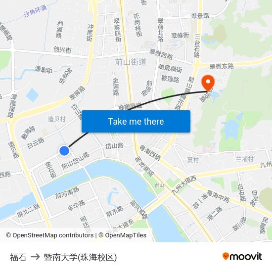 福石 to 暨南大学(珠海校区) map