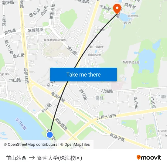 前山站西 to 暨南大学(珠海校区) map