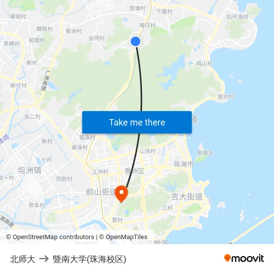 北师大 to 暨南大学(珠海校区) map
