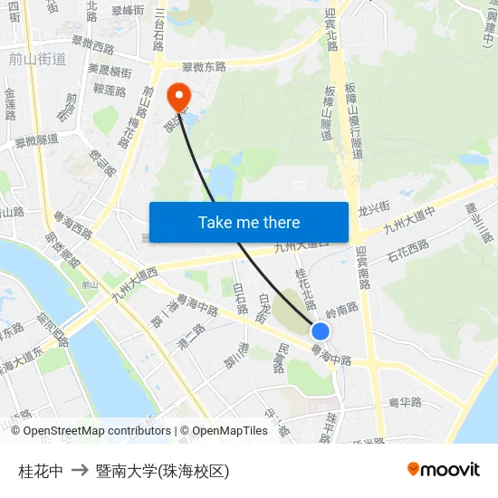 桂花中 to 暨南大学(珠海校区) map