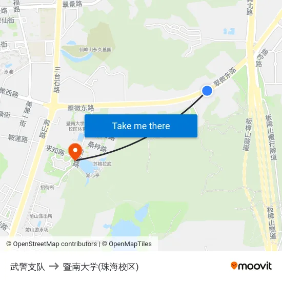 武警支队 to 暨南大学(珠海校区) map