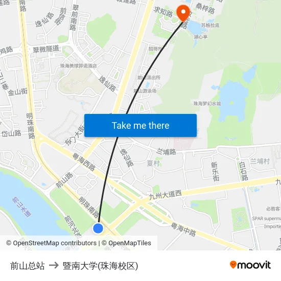 前山总站 to 暨南大学(珠海校区) map
