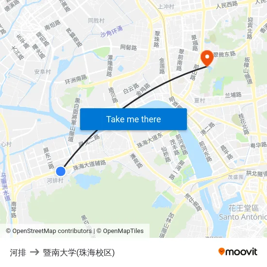 河排 to 暨南大学(珠海校区) map