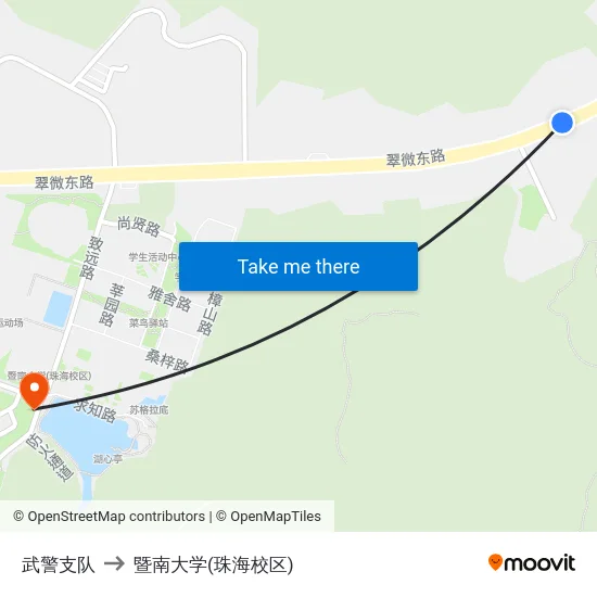 武警支队 to 暨南大学(珠海校区) map
