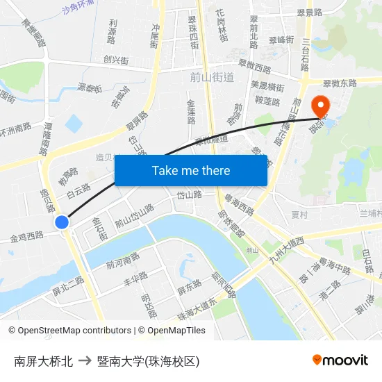 南屏大桥北 to 暨南大学(珠海校区) map