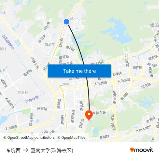 东坑西 to 暨南大学(珠海校区) map