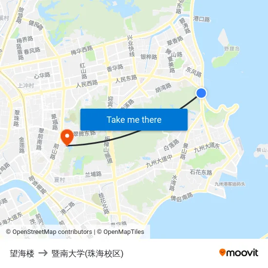 望海楼 to 暨南大学(珠海校区) map