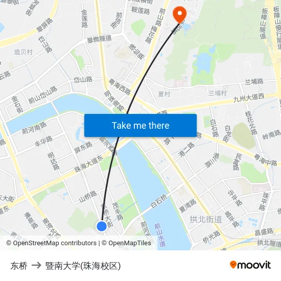 东桥 to 暨南大学(珠海校区) map