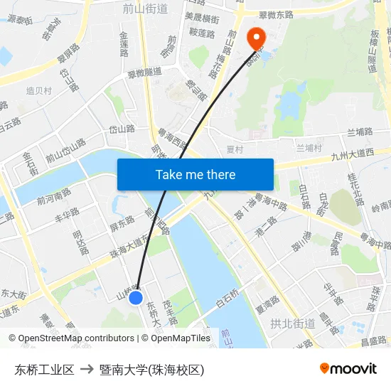 东桥工业区 to 暨南大学(珠海校区) map