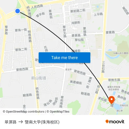 翠屏路 to 暨南大学(珠海校区) map
