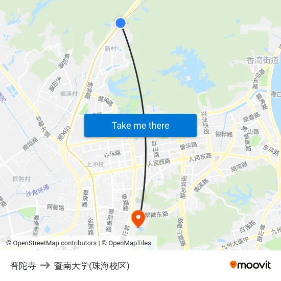 普陀寺 to 暨南大学(珠海校区) map