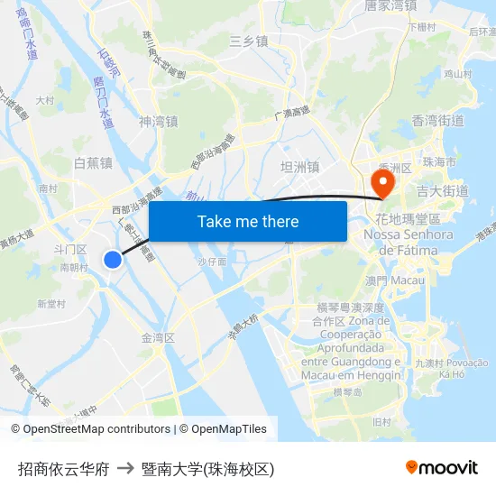 招商依云华府 to 暨南大学(珠海校区) map