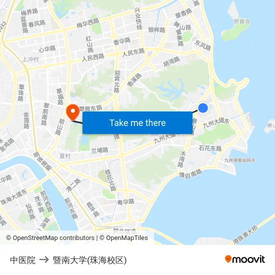 中医院 to 暨南大学(珠海校区) map