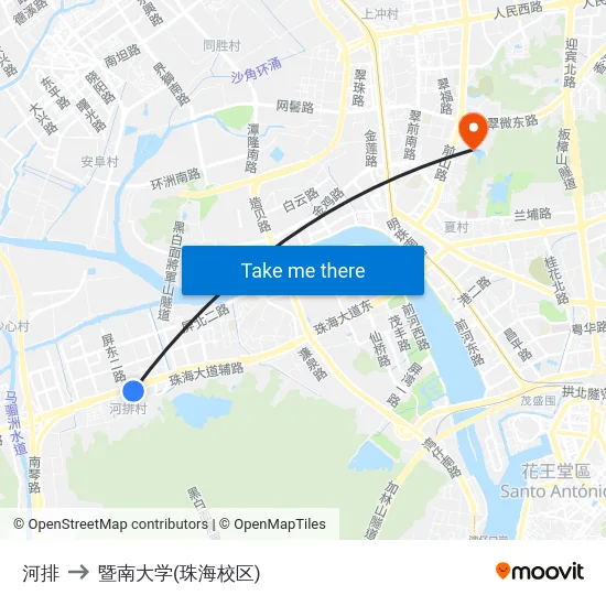 河排 to 暨南大学(珠海校区) map