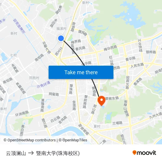 云顶澜山 to 暨南大学(珠海校区) map