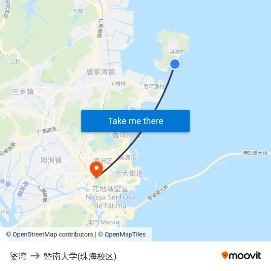 婆湾 to 暨南大学(珠海校区) map