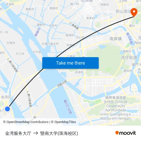 金湾服务大厅 to 暨南大学(珠海校区) map
