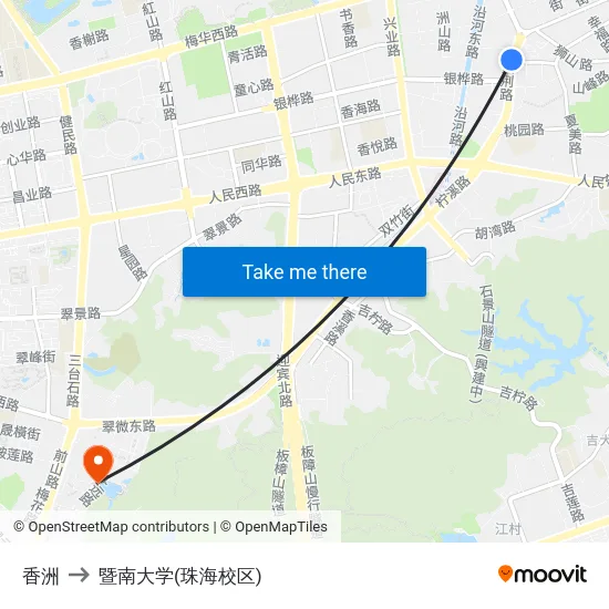 香洲 to 暨南大学(珠海校区) map