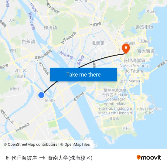 时代香海彼岸 to 暨南大学(珠海校区) map