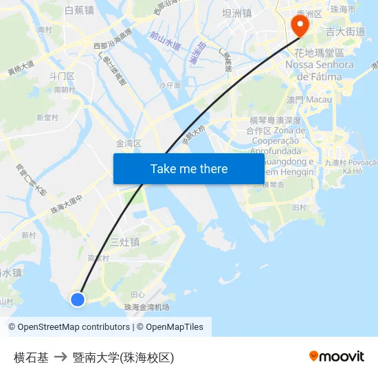 横石基 to 暨南大学(珠海校区) map