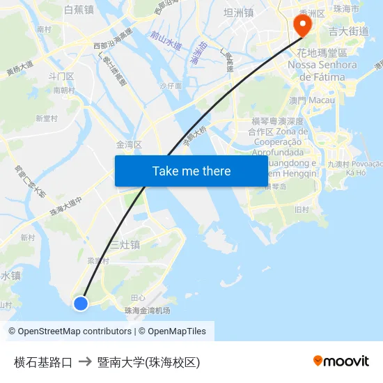 横石基路口 to 暨南大学(珠海校区) map