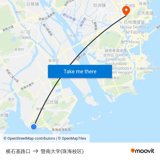 横石基路口 to 暨南大学(珠海校区) map